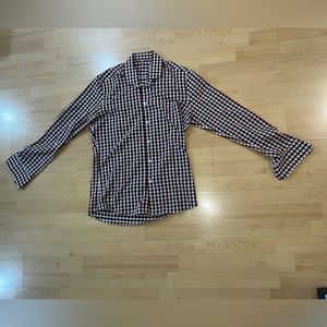 Maroon and grey check State and Liberty dress shirt size Medium